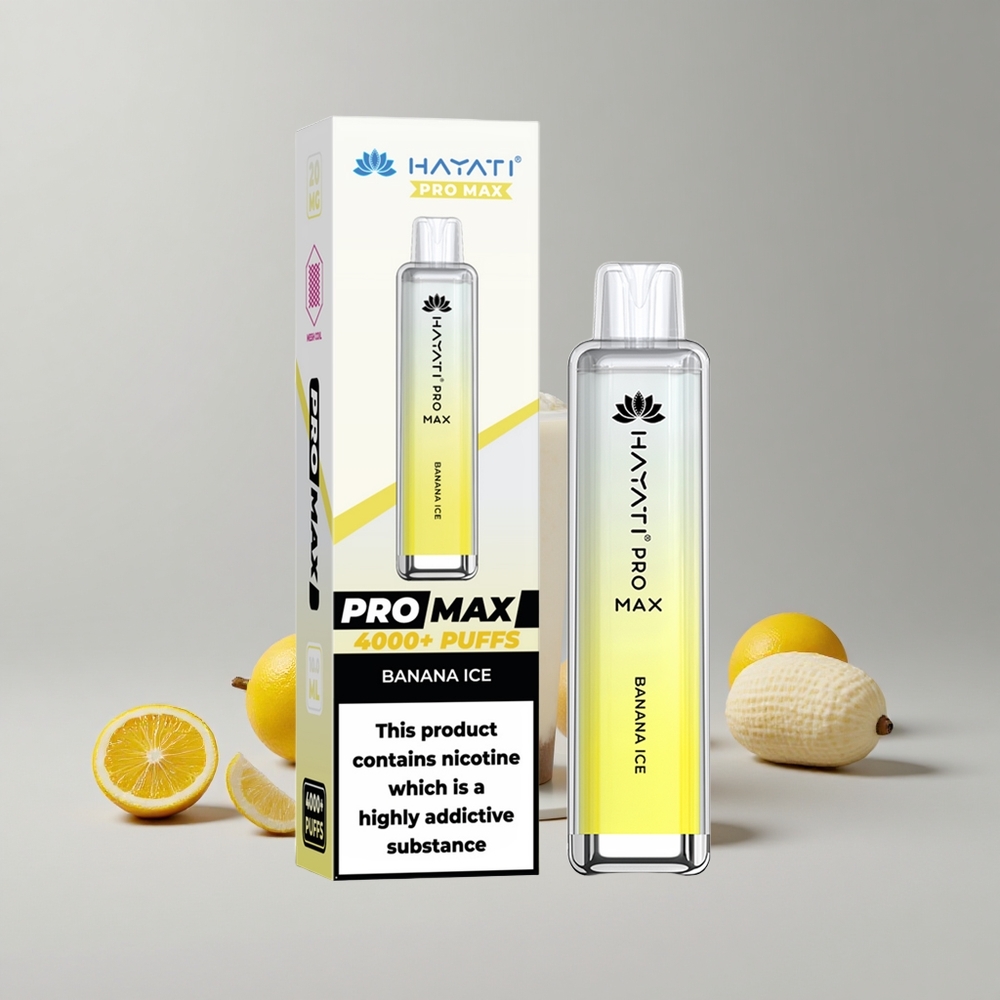 Banánová ľadová Hayati Pro Max 4000 Puffs S dobíjateľnou batériou a Dual 1.1 Ohm Mesh Cievkou veľkoobchod Slovensko
