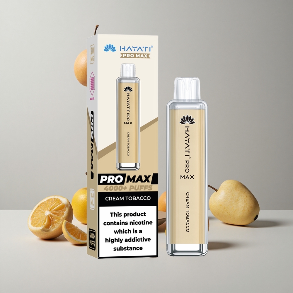 Krémový Tabak Hayati Pro Max 4000 Puffs Dual 1.1 Ohm Mesh Cievka LED svetlo veľkoobchod Slovensko