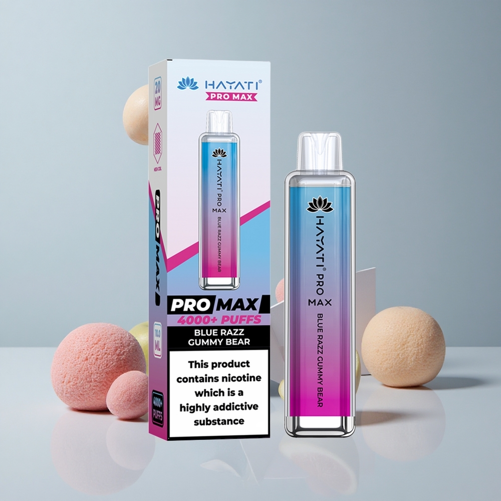Modro Malinový Gummy Bear Hayati Pro Max 4000 Puffs 1400mAh batéria a 2ml nádrž s 10ml auto dopĺňaním veľkoobchod Slovensko