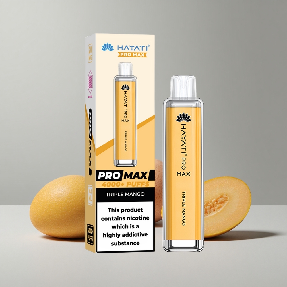 Trojitý Mango Hayati Pro Max 4000 Puffs Dobíjateľná Batéria a Duálna 1.1 Ohm Mriežková Cievka veľkoobchod Slovensko