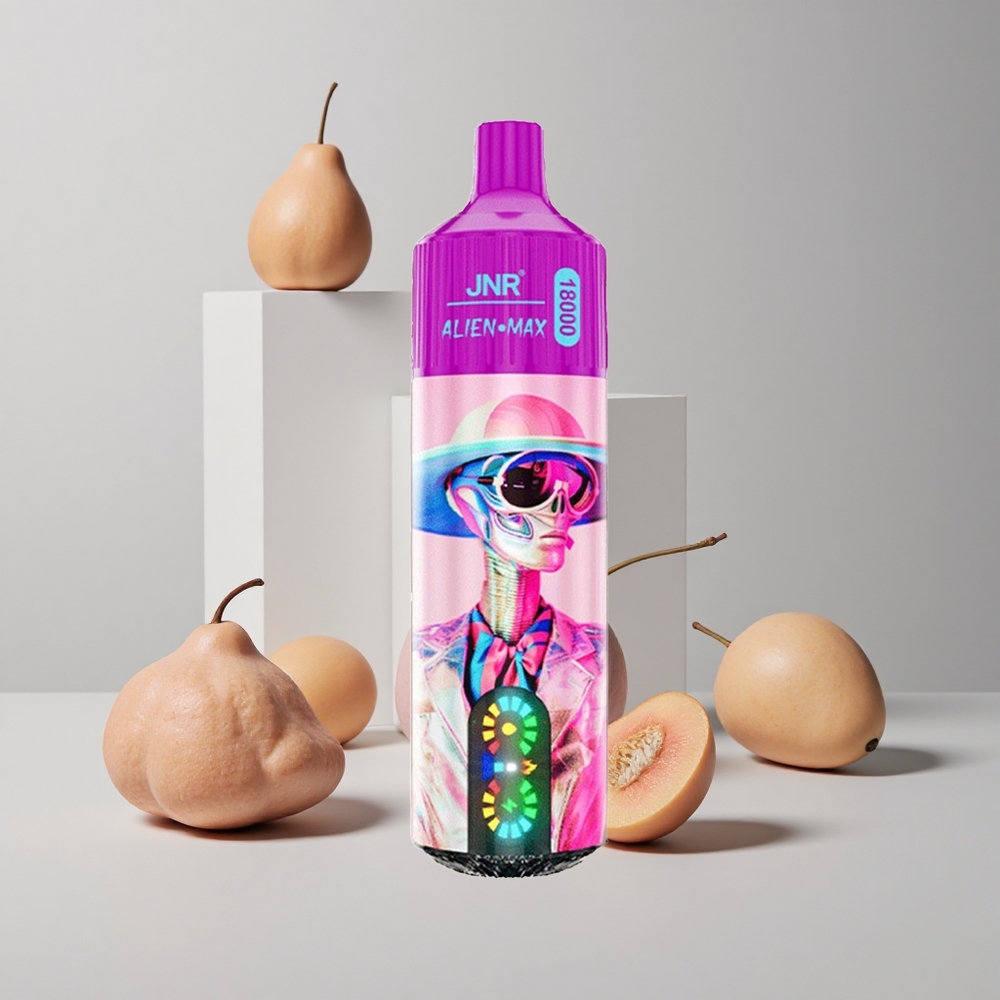 Biele broskyne Malina JNR Alien Max 18000 Puffs Inteligentný LED displej Duálna mriežková cievka veľkoobchod Slovensko