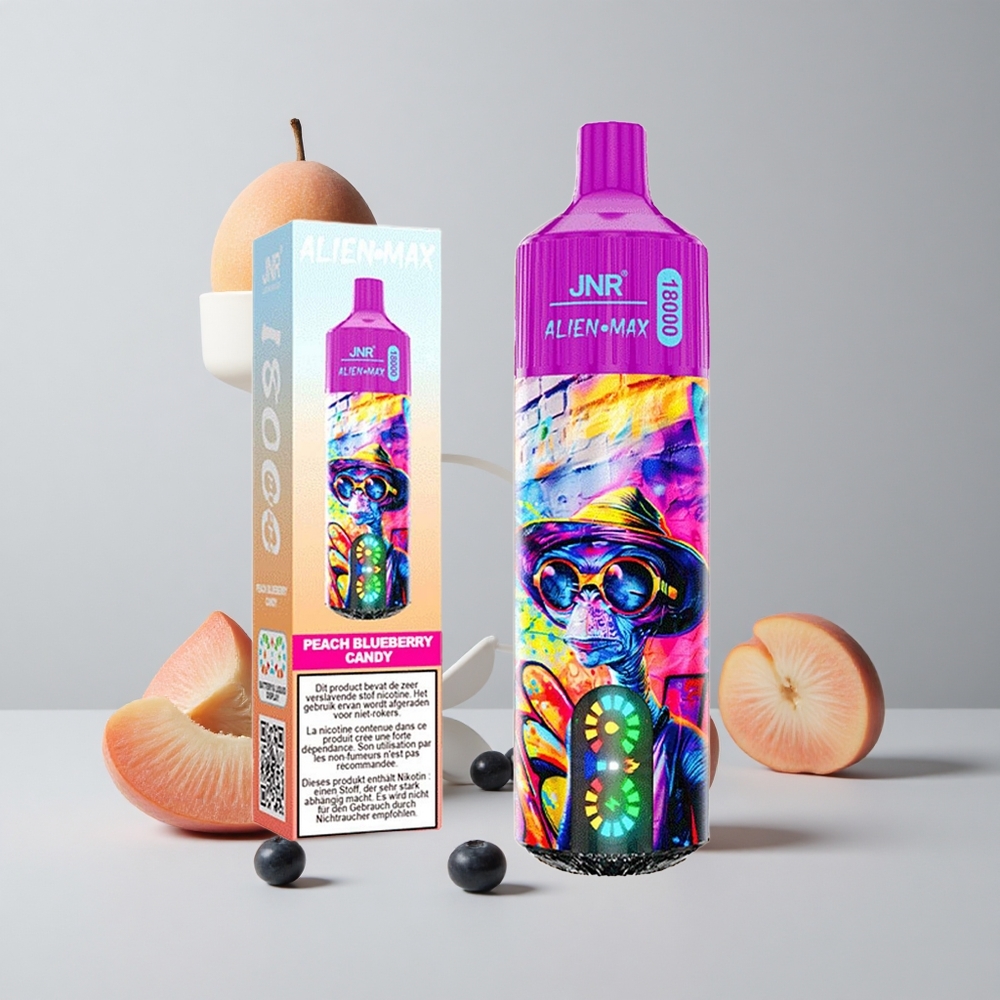 Broskev Čučoriedka Candy JNR Alien Max 18000 Puffs Inteligentný LED Displej Dvojité Mesh Cievky veľkoobchod Slovensko