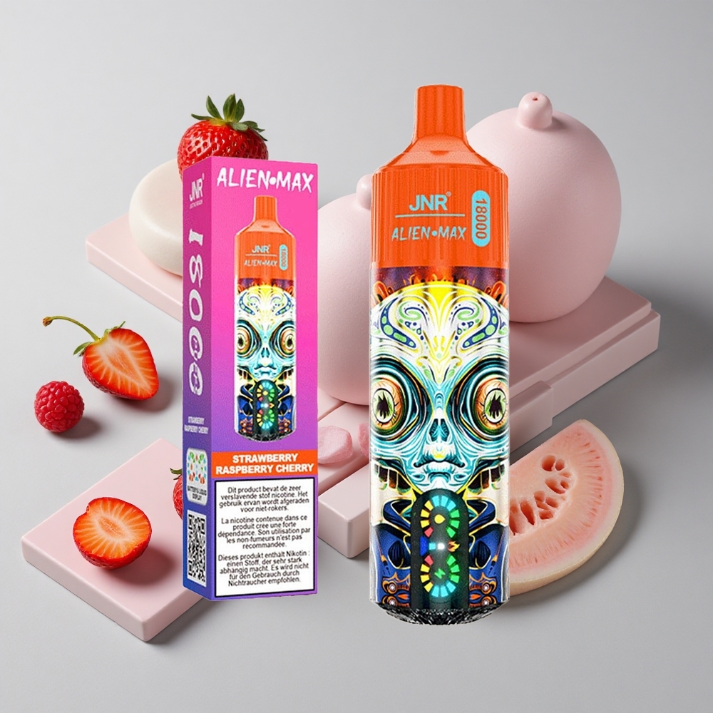 Jahoda Malina Čerešňa JNR Alien Max 18000 fajk Dvojitá Mriežka Cievka a 28ml E-kvapka veľkoobchod Slovensko