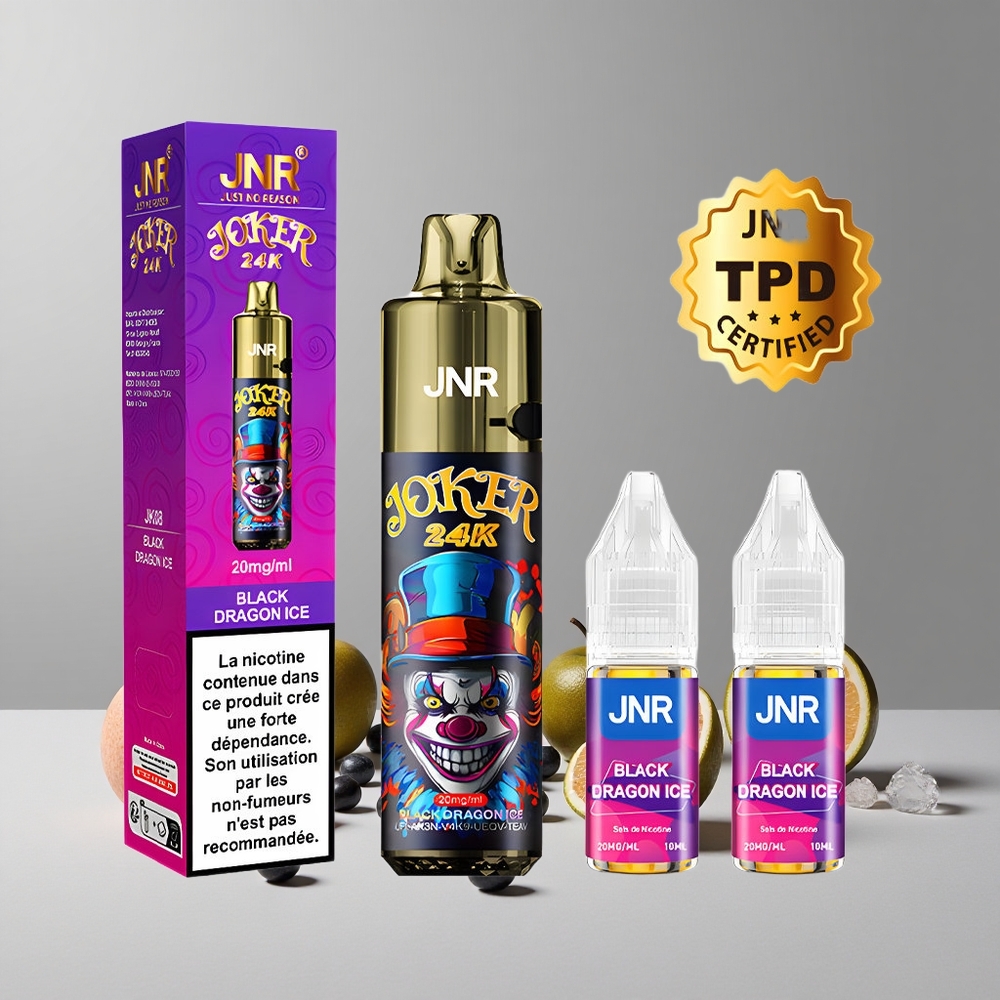 Čierny Dračie ľad JNR Joker 24K Puffs 2% nikotín 800mAh batéria veľkoobchod Slovensko