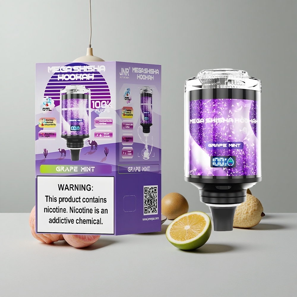 Hroznová Mätová JNR Mega Shisha Hookah 100K Nájdov s Interaktívnym Smart Screenom veľkoobchod Slovensko