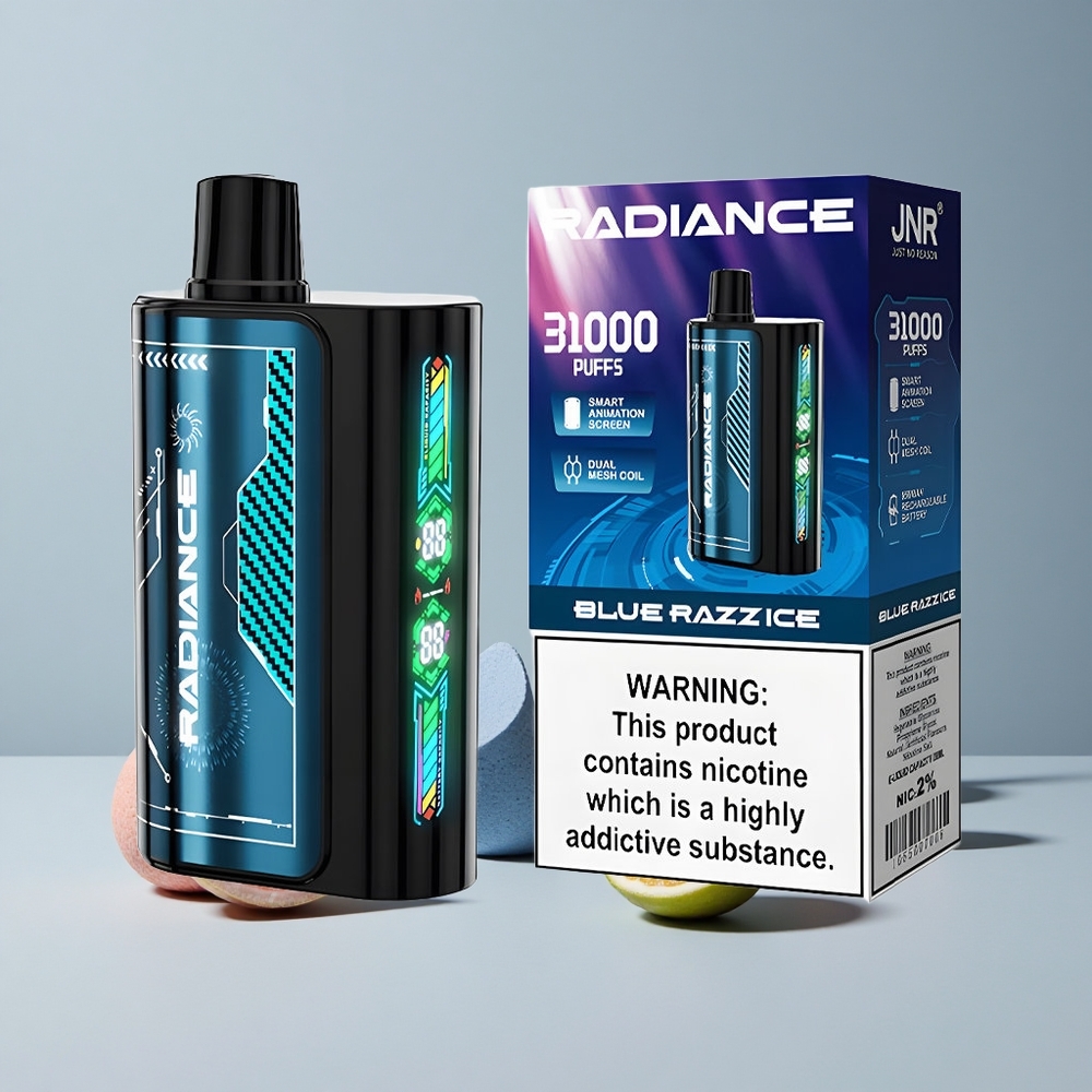 Modrá Malina Ľadová JNR Radiance 31000 Puffs Jednorazové Vape 28ml Tekutina a 950 mAh Batéria veľkoobchod Slovensko