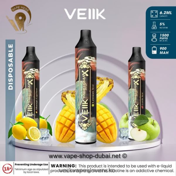 VEIIK Vape Review - VEIIK Micko MAX jednorazová vapka 1500 vdychov HF684650 mätová guma